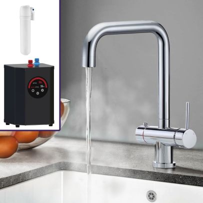 Contemporary Instant Boiling Water Chrome Kitchen Dual Control Tap With Swivel Spout