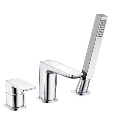 Astra Contemporary Chrome Deck Mounted Bath Filler Tap With Shower Handset
