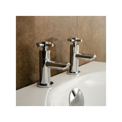 Linden Cross Head Hot & Cold Basin Taps & Waste Chrome