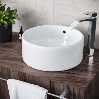 Etive 420mm Cloakroom Stand Alone Round Counter Top Basin Sink Bowl