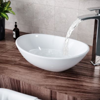 Etive 410 x 335mm Oval Cloakroom Counter Top Basin Sink Bowl
