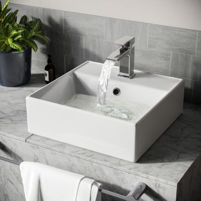 Leven 385 x 385mm Cloakroom Square Counter Top Basin Sink