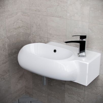 Tulla 380 x 185mm Rounded Cloakroom Counter Top Basin Sink