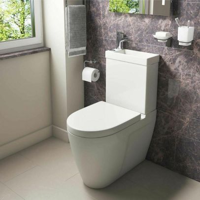 Bathroom Space Saver Combo 2 In 1 WC Close Coupled Toilet Seat & Basin