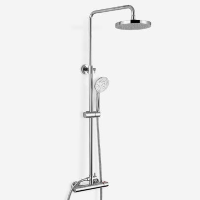 Rosa Round Exposed Thermostatic Dual Control Shower Mixer - Riser Rail Kit & Easy Fittings
