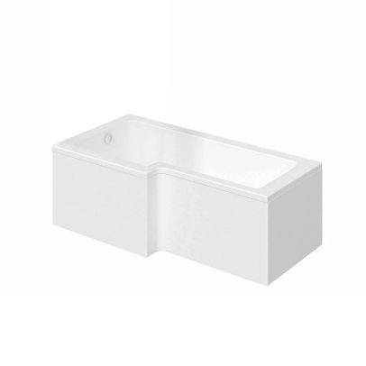 1700 x 850mm Acrylic Square L Shaped Shower Bath - Left Hand