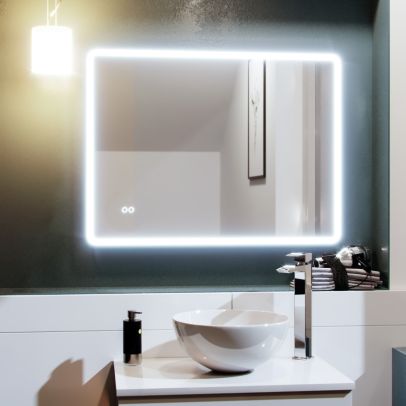 Full Edge LED 800mm x 600mm Round Corner Bathroom Mirror