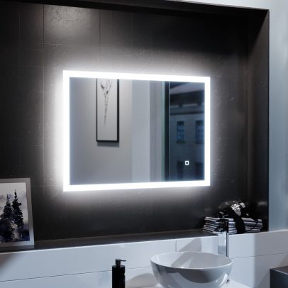 Full Edge LED 500mm x 700mm Straight Corner Bathroom Mirror
