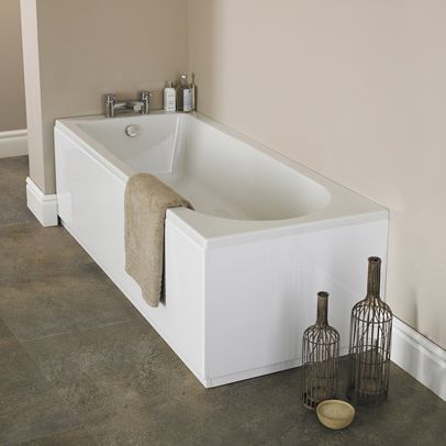 Nuie Barmby 1700mm Standard Round White Single Ended Bath Acrylic 