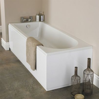 Single 1800mm White Ended Rectangular Bath 1800mm x 800mm - Acrylic