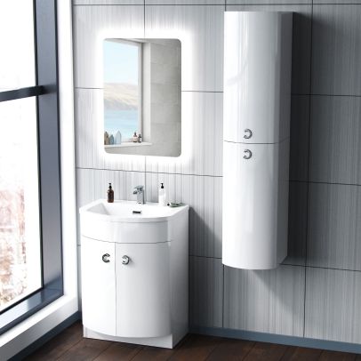 Graham 600mm White Vanity Unit and Wall Mounted Storage Unit