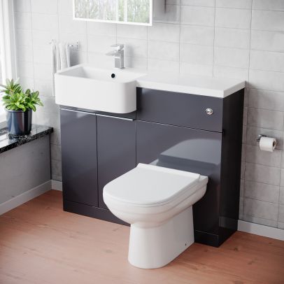 1000mm Anthracite LH Freestanding Cabinet with Basin, WC Unit & Toilet 