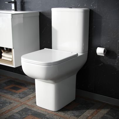 Comfort Height Close Coupled Toilet Pan, Cistern & Soft Close Seat