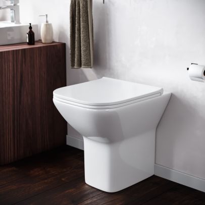 Contemporary Keswick Back to Wall Rimless Toilet and Soft Close Seat White