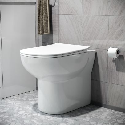 Rowney Modern Rimless Comfort Height BTW Toilet and Soft Close Seat White
