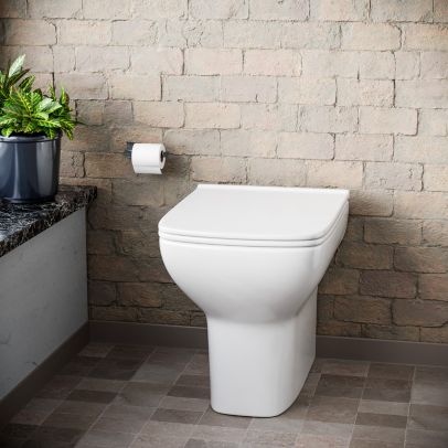 Kinver Modern Stylish Square Back to Wall Toilet with Soft Close Seat White