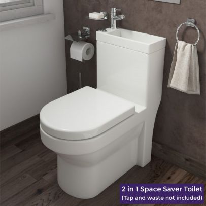 Cloakroom 2 in 1 Close Coupled Toilet & Basin White