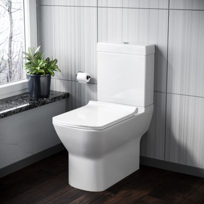 Kendal Modern Stylish Bathroom Close Coupled Toilet with Soft Close Seat White