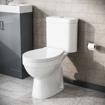 Close Coupled Round Toilet with Seat White
