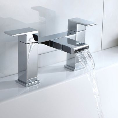 Leo Square Waterfall Bath Filler Mixer Tap & Waste Chrome
