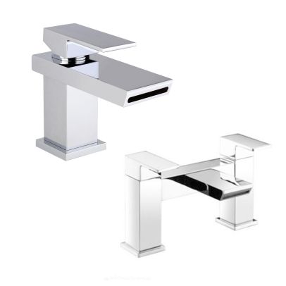 Saturn Modern Bathroom Design Waterfall Basin Mono Mixer Tap & Bath Filler Tap