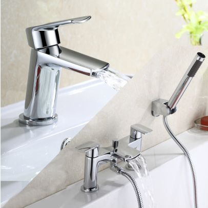 Wilpa Basin Mixer, Bath Shower Mixer Tap & Waste Chrome 