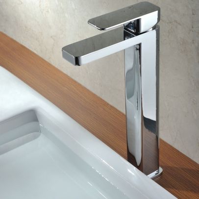 Modern Extended Bathroom Chrome Countertop Basin Sink Mixer Tap