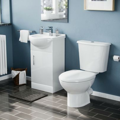 Dyon 450mm Cloakroom Basin Sink Vanity Cabinet Unit with WC Toilet Set