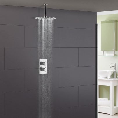 Lily Round Ceiling Waterfall Shower Head with Concealed Thermostatic Control