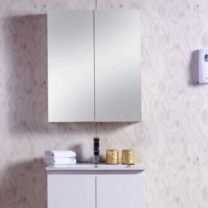 600 mm 2 Door Mirror Cabinet White Bathroom Wall Mounted Cupboard | McCann