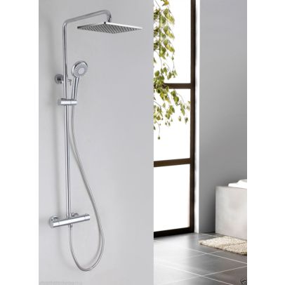 Helen Modern Square Thermostatic Twin Head Dual Control Riser Shower Mixer Tap
