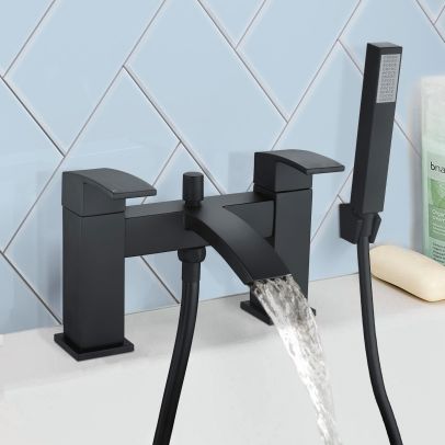 Arke Modern Bathroom Design Matte Black Bath Shower Tap With Pencil Handset Kit