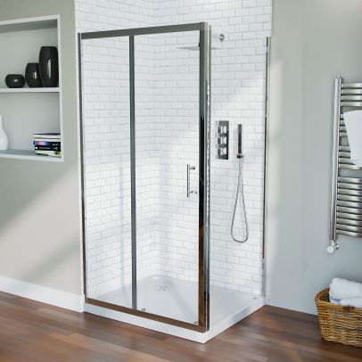 Shower 1000mm Sliding Door with 700 mm Frameless Glass Side Panel Screen
