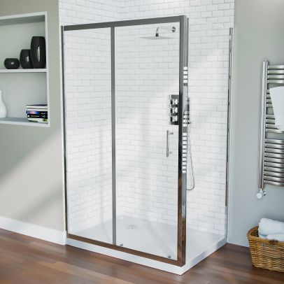 Shower 1200mm Sliding Door with 700 mm Frameless Glass Side Panel Screen