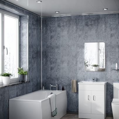 Silver Metallic PVC Cladding Shower Wall Panel 1000x2400x10mm 