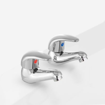 Studio Modern Set Of Chrome Twin Basin Mixer Taps & Twin Bath Filler Taps