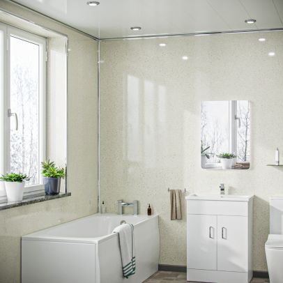 Travertine Galaxy 1.2 x 2.4 m Bathroom PVC Cladding Shower Wet Wall Panels