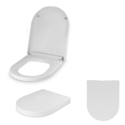 Bathroom D Shaped PP Quick Release Soft close Toilet Seat White
