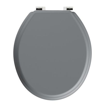 Gorge Oval Shaped Light Grey WC Toilet Seat and Top Fixings