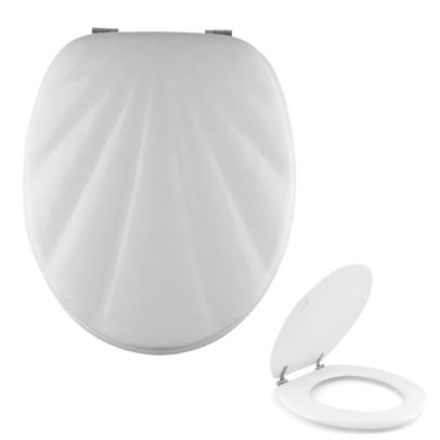 Universal Classic Oval Shell Shaped Design Toilet Seat & Fixings White