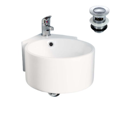 Libra Corner Wall Hung Basin Sing with Mono Waterfall Tap and Waste