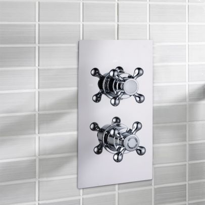 Eliza Bathroom Traditional Cross Handle Thermostatic Concealed Shower Valve 