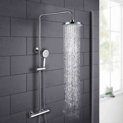 Modern Round Thermostatic Wall Mounted Dual Control Riser Shower Mixer