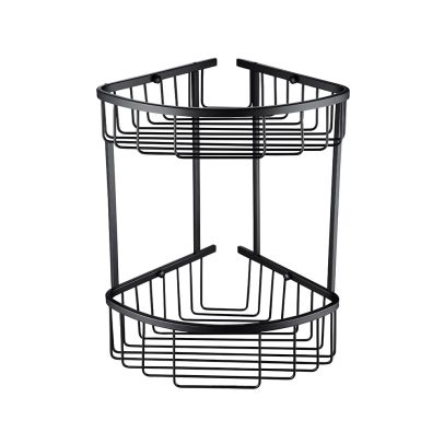 Corner Shower Caddy Double Shelf Basket Rack Matte Black
