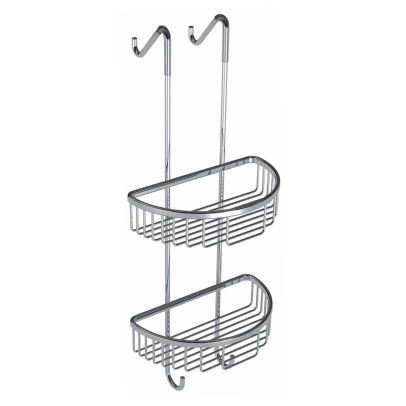 Bathroom 2 Tier Double Stainless Steel Caddy Shelf Wire Rack Storage Basket
