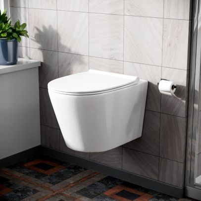 Wila White Rimless Wall Hung Toilet With Ultra Slim Soft Close Seat