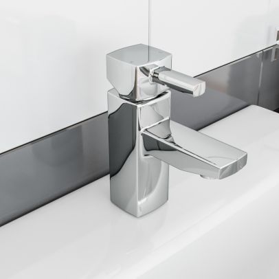 Boston Bathroom Basin Sink Mono Mixer Tap Chrome Solid Brass with Basin Waste